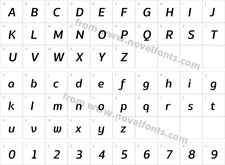 EQ Std Medium ItalicCharacter Map