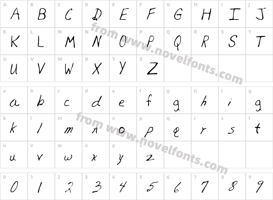 Edmonds Hand RegularCharacter Map