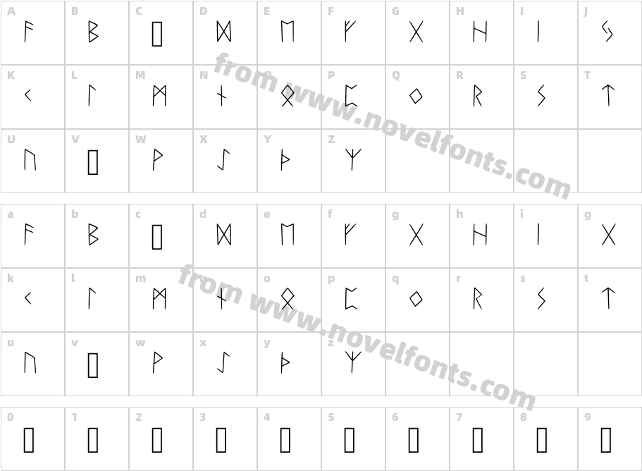 Elder Fuark Font Daanaa RegularCharacter Map