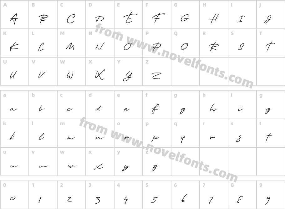 Ellie Script RegularCharacter Map