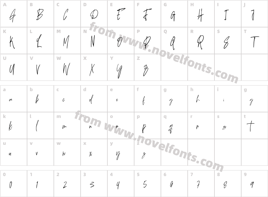 Emague Signature RegularCharacter Map