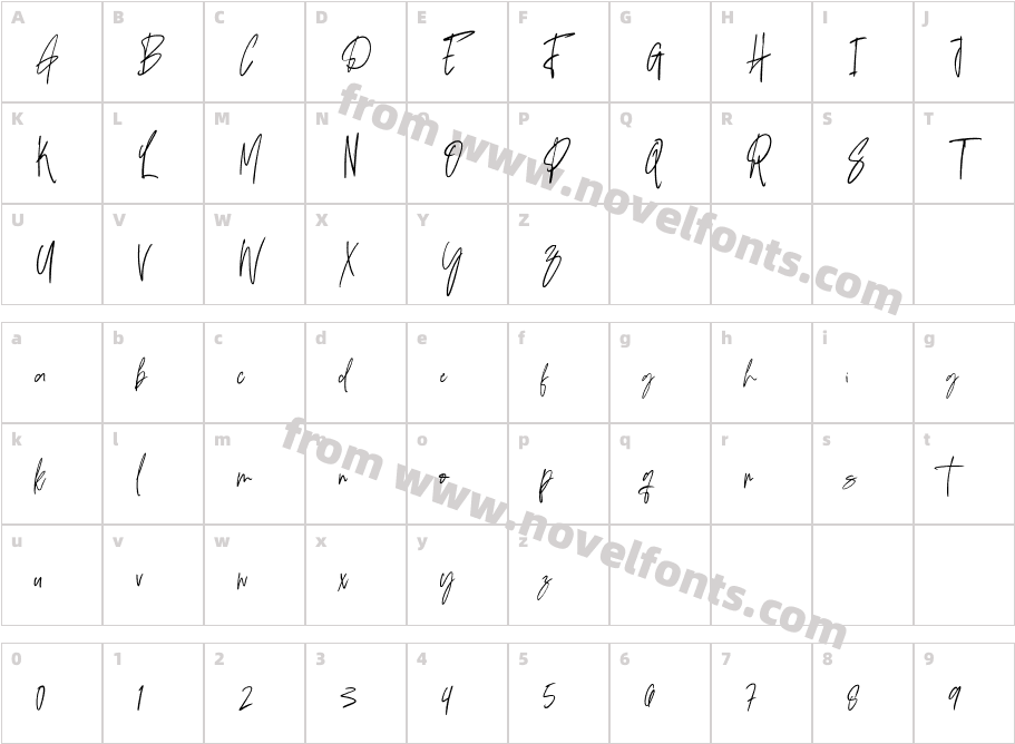 Emague Signature RegularCharacter Map