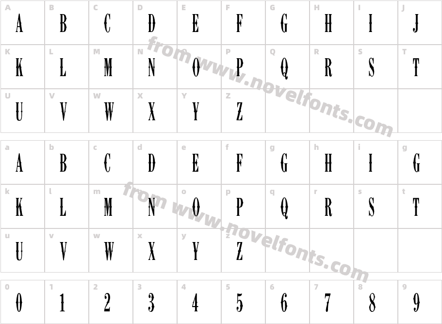 K22 Ambelyn CondensedCharacter Map