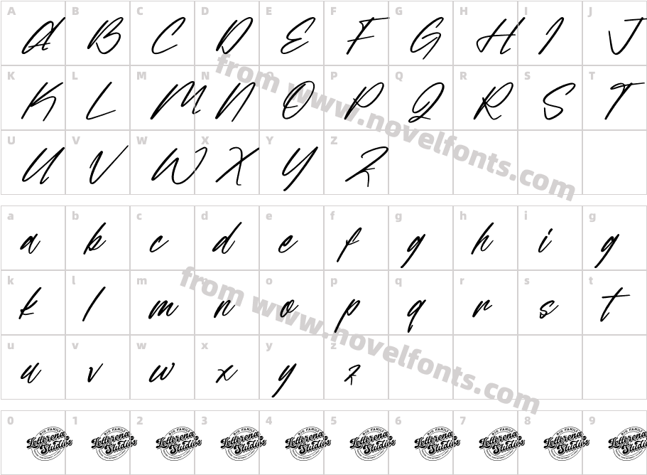 Emillia Sartory DEMO VERSION ItalicCharacter Map