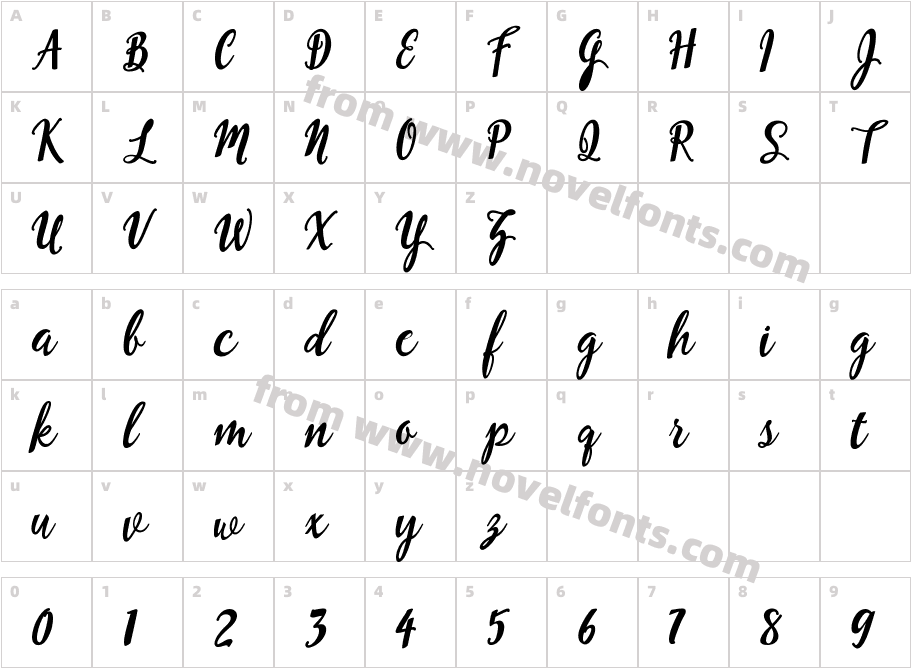 Emillia ScriptCharacter Map