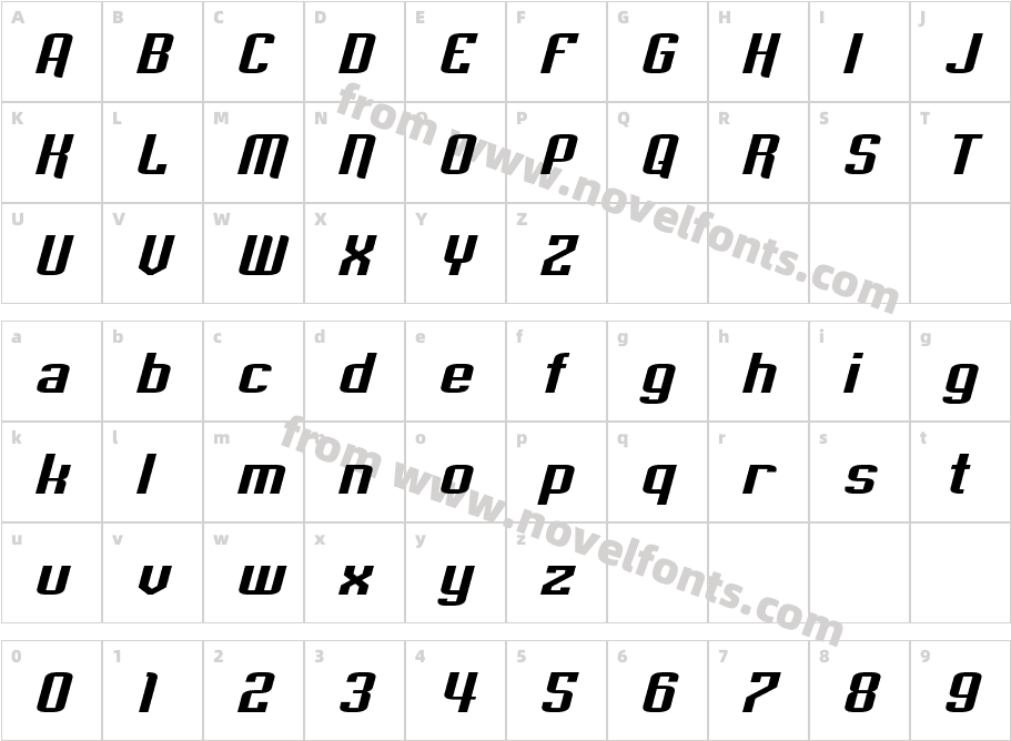 Empanada Extended ItalicCharacter Map