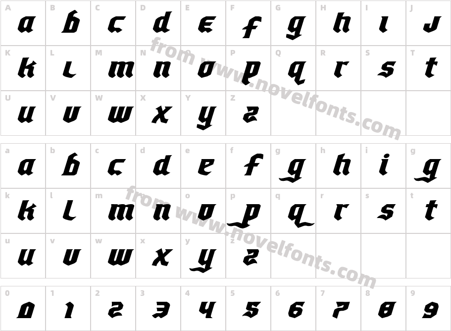 Empire Crown Expanded ItalicCharacter Map