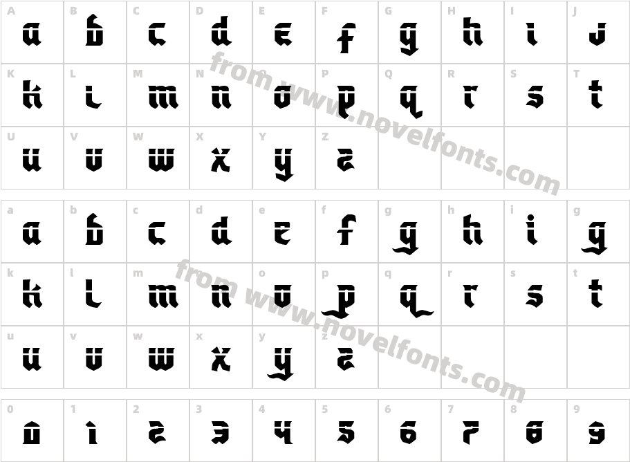 Empire Crown Laser RegularCharacter Map