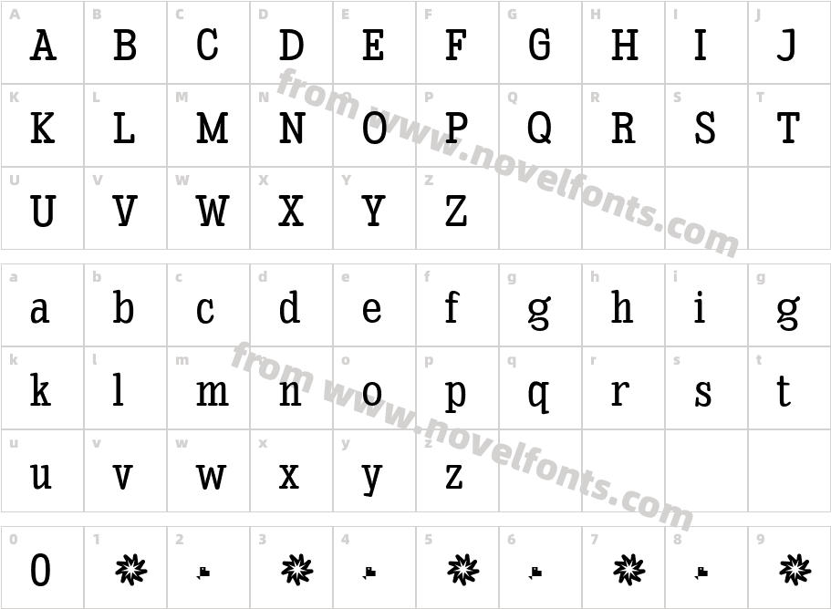 Enagol Math MediumCharacter Map