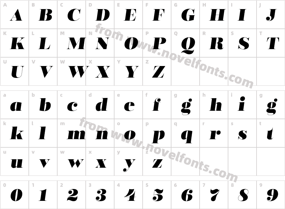 Encorpada Classic Black ItalicCharacter Map