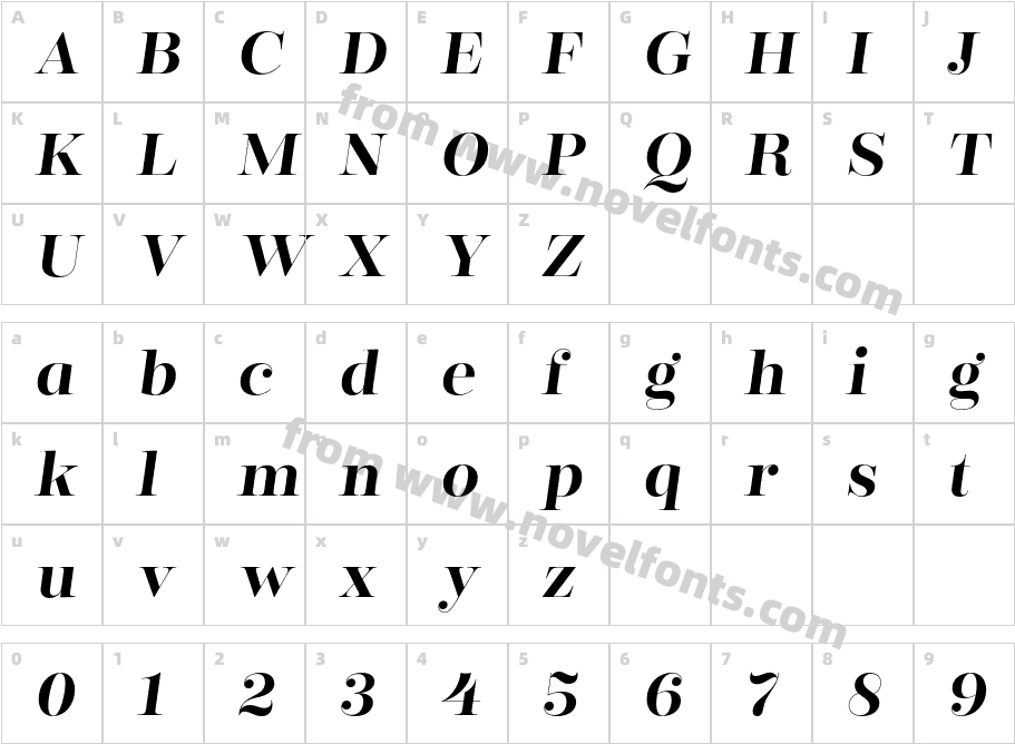 Encorpada Classic Semibold ItalicCharacter Map