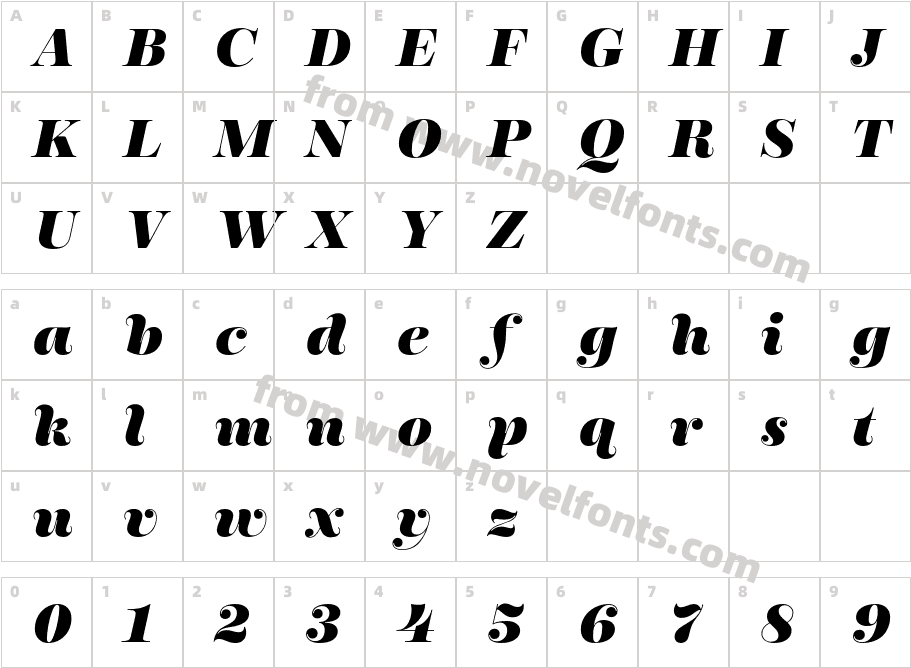 Encorpada Essential Extra Bold ItaCharacter Map