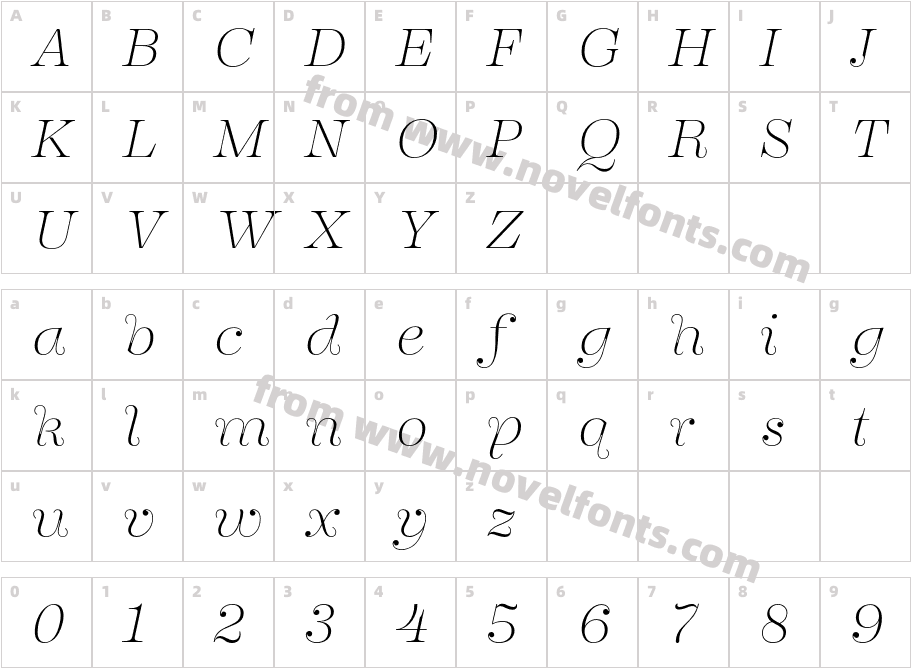 Encorpada Essential Extra Light ItCharacter Map