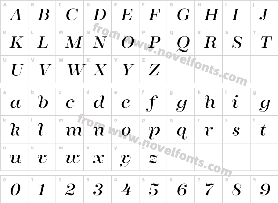 Encorpada Essential ItalicCharacter Map