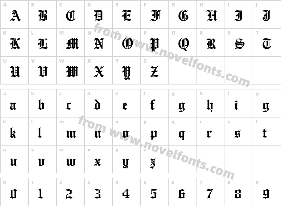English Towne NormalCharacter Map