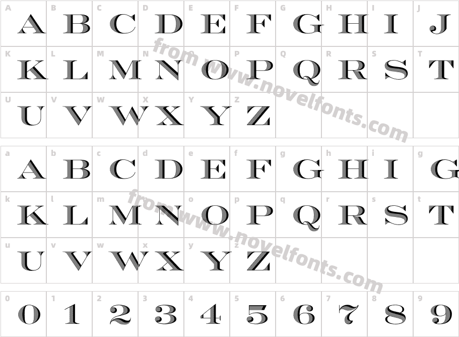 Engraving Shaded CC BoldCharacter Map