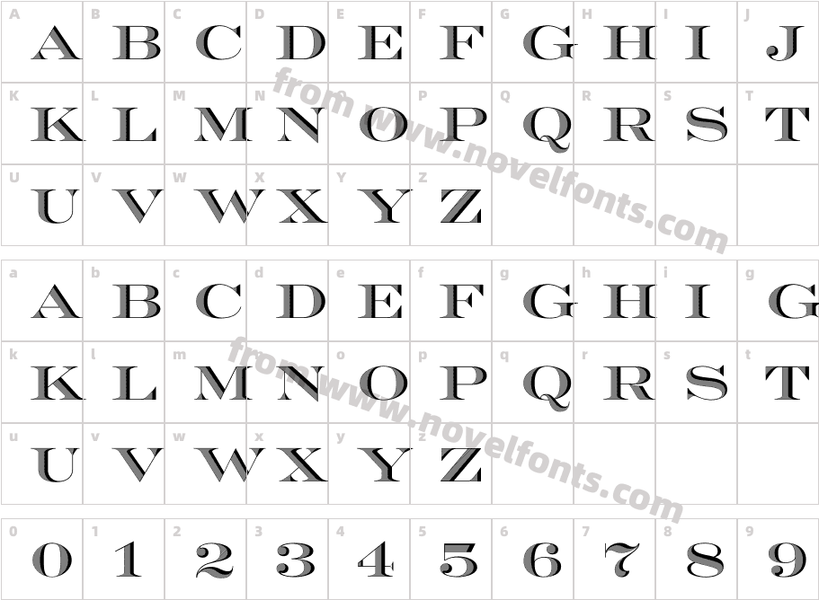Engraving Shaded CC BoldCharacter Map