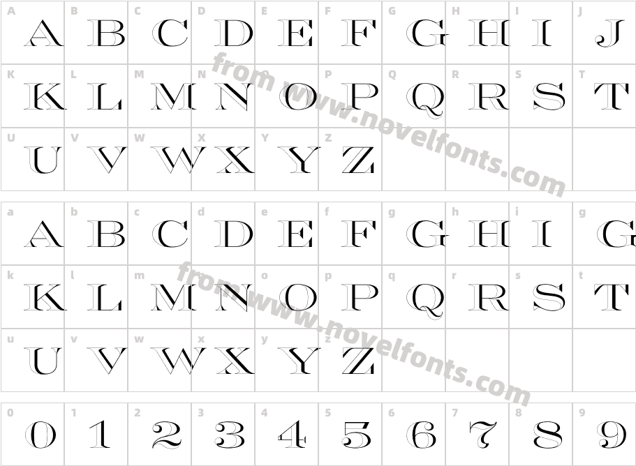 Engraving Unshaded CC BoldCharacter Map