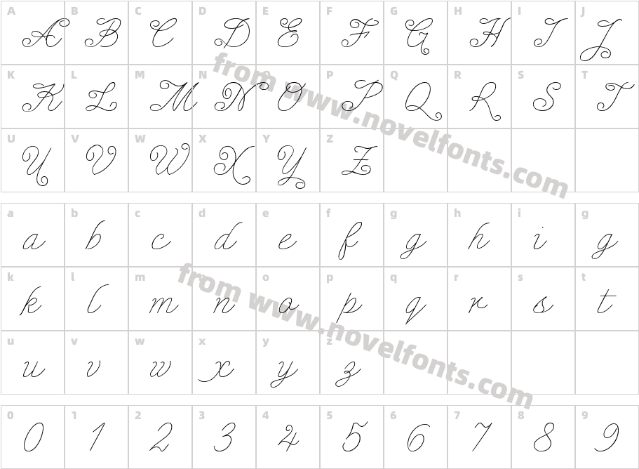 Enocenta HairlineCharacter Map