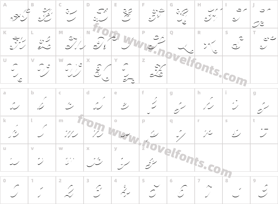 Enocenta Shadow BoldCharacter Map