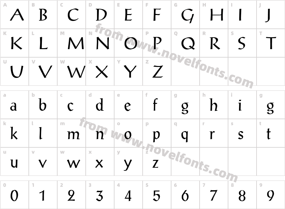 12 Post Antiqua Roman   05554Character Map