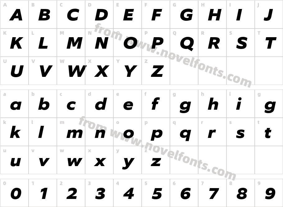 Equip Extended Extra Bold ItalicCharacter Map