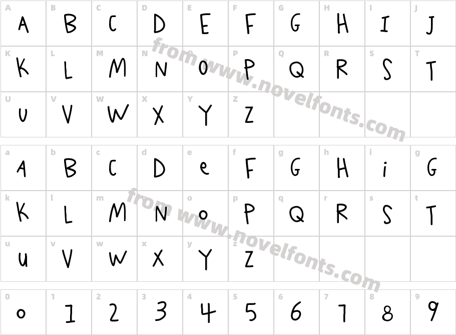 K26ScribbleScrawlCharacter Map