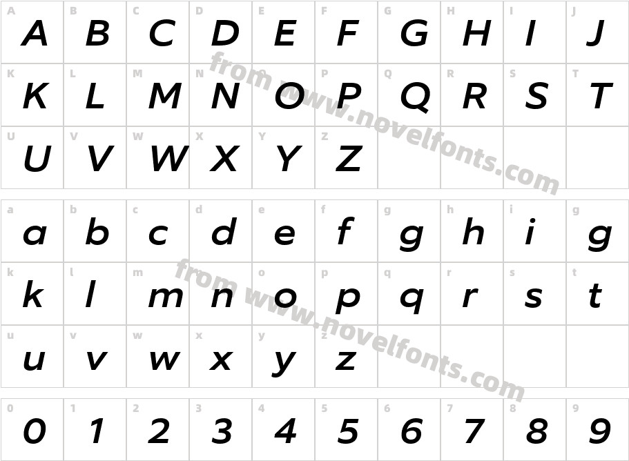 Equip Extended Medium ItalicCharacter Map