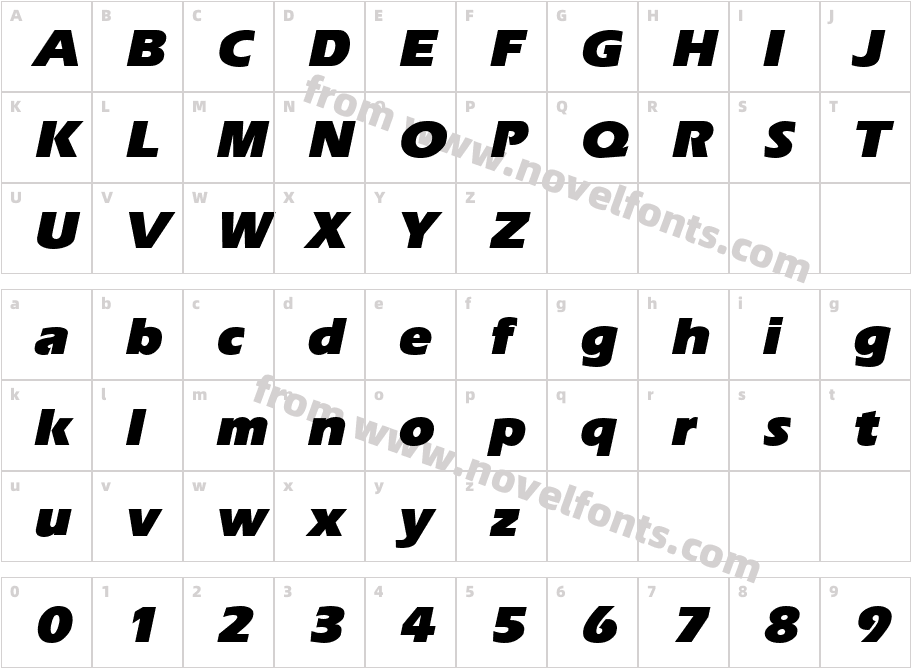 Ergoe Black ItalicCharacter Map