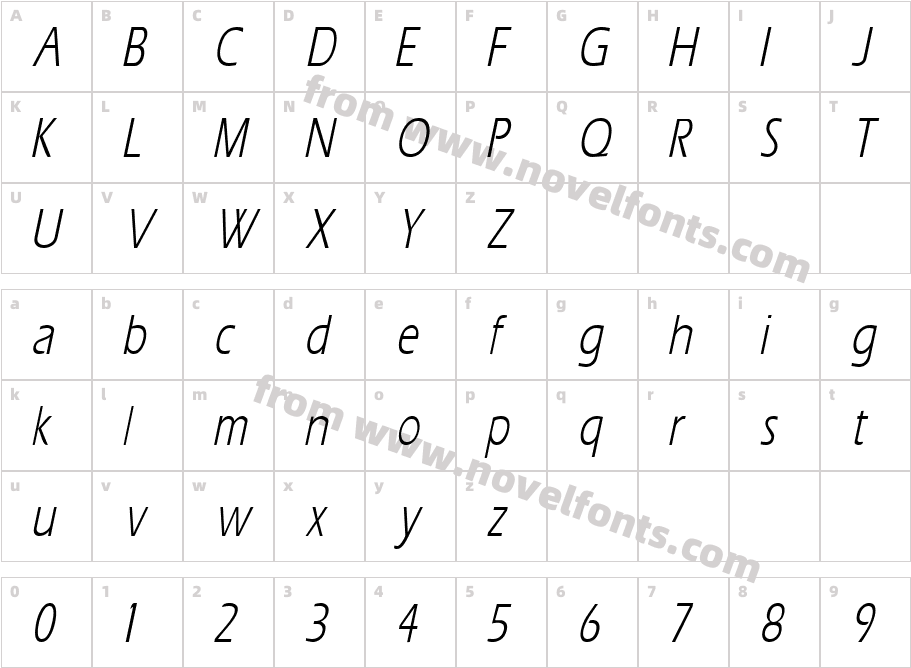 Eros Condensed ItalicSWFTECharacter Map