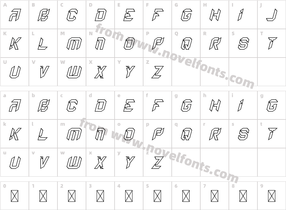 Etical Demo Line ItalicCharacter Map