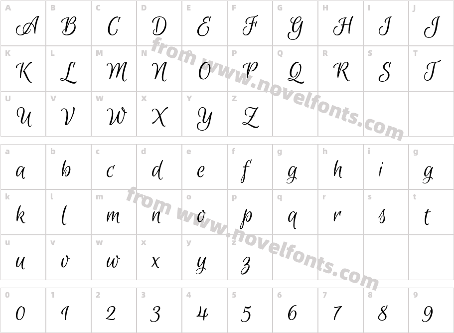 Euphoria Script RegularCharacter Map