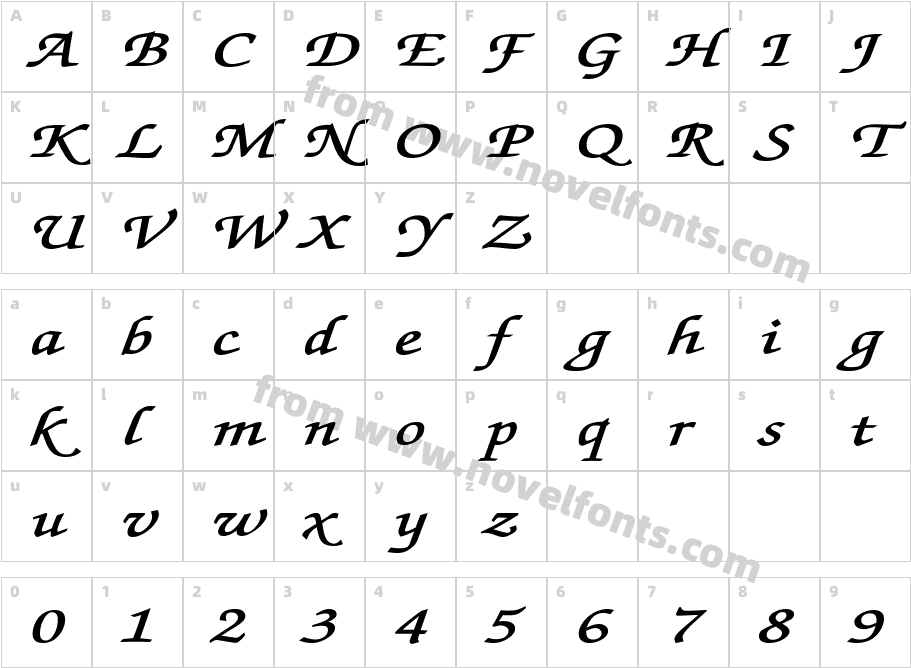 Exchequer Script Extended BoldSWFTECharacter Map