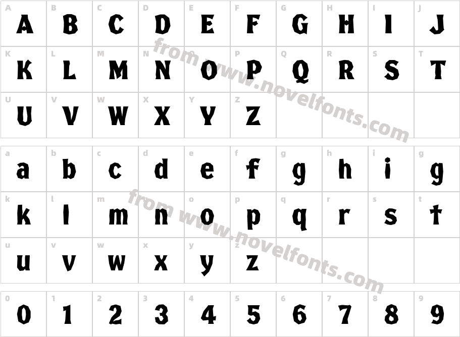 FHA Broken Gonthic KondenstCharacter Map