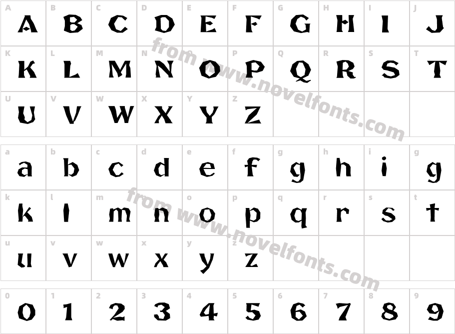 FHA Broken Gothic BustedACharacter Map