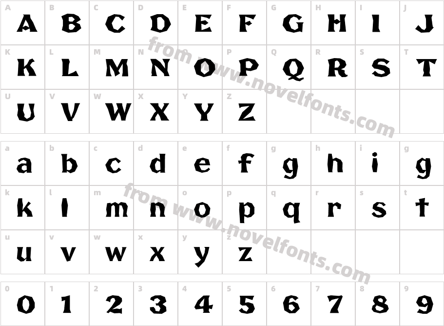FHA Broken Gothic BustedBCharacter Map