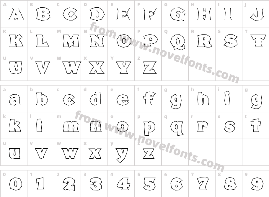 FHA Broken Gothic BustedCCCharacter Map
