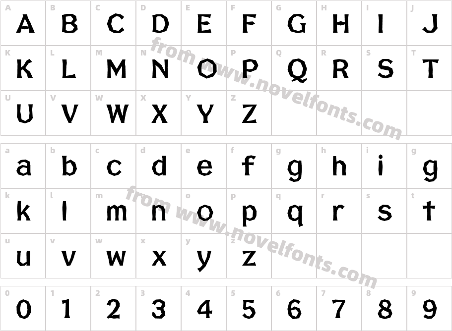 FHA Broken Gothic No1Character Map