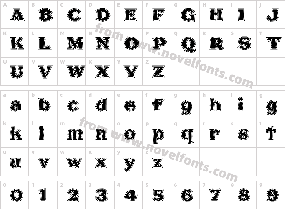 FHA Broken Gothic TouredCharacter Map