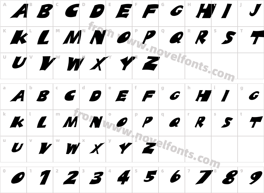 FZ JAZZY 10 ITALICCharacter Map