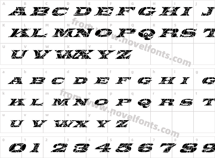 FZ JAZZY 26 CRACKED ITALICCharacter Map