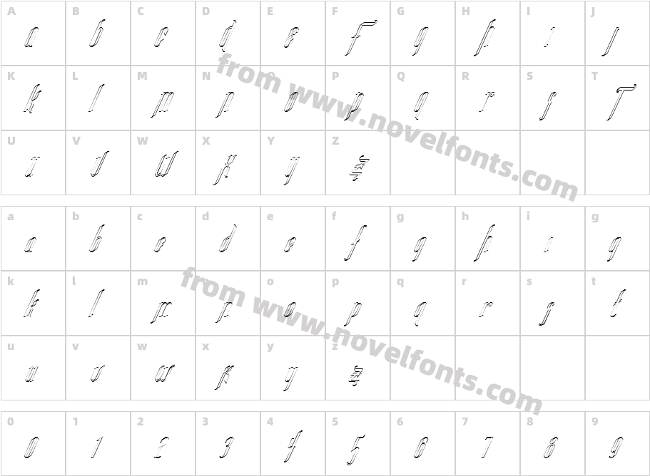 FZ JAZZY 35 HOLLOW ITALICCharacter Map
