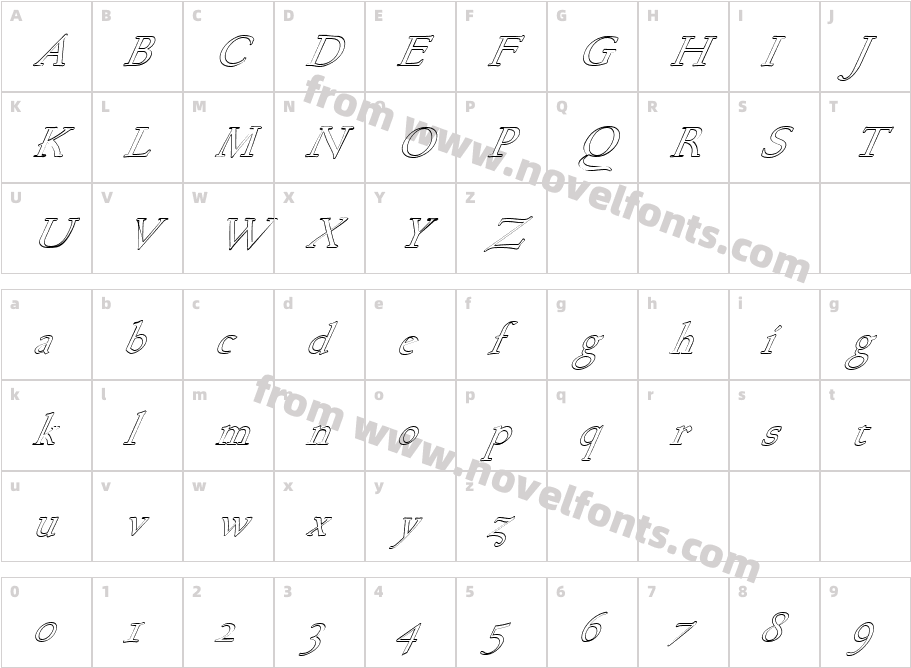 FZ ROMAN 17 HOLLOW ITALICCharacter Map