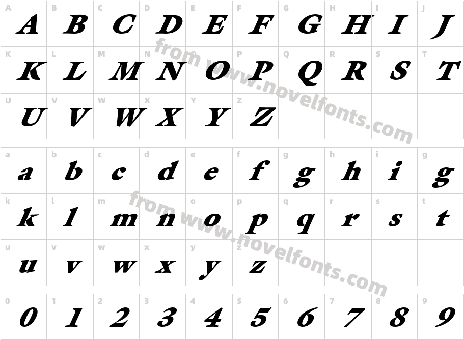 FZ ROMAN 26 ITALICCharacter Map