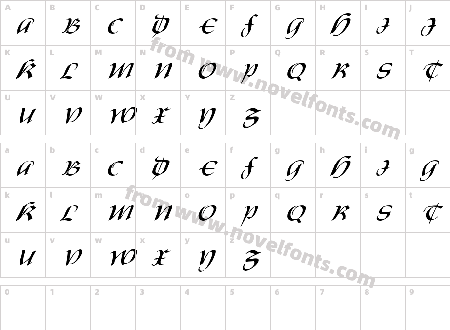 FZ SCRIPT 19 ITALICCharacter Map