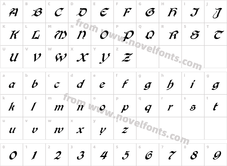 FZ SCRIPT 25 ITALICCharacter Map