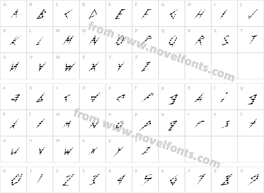FZ UNIQUE 17 STRIPED ITALICCharacter Map