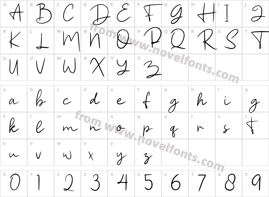 Fallind RegularCharacter Map