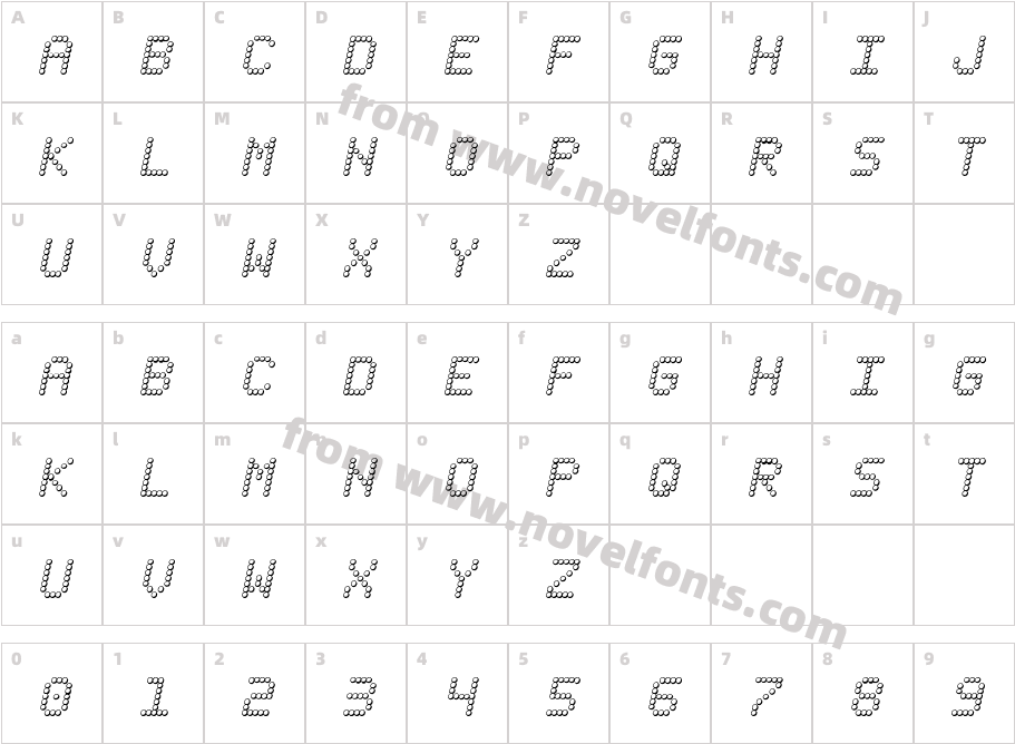 Fanfare Ticker 3D ItalicCharacter Map