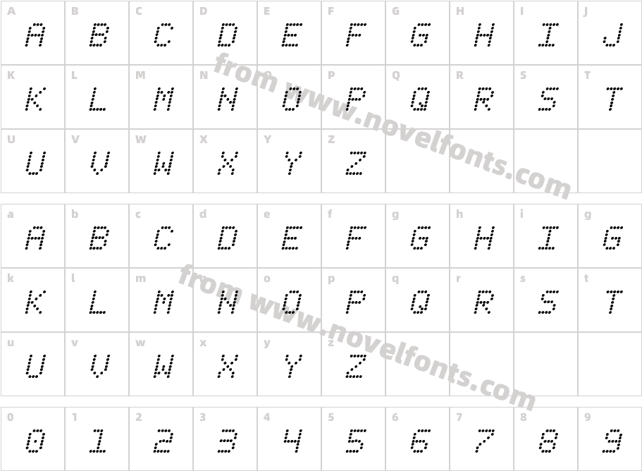 Fanfare Ticker ItalicCharacter Map